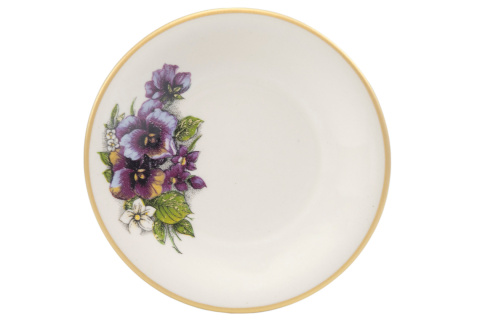 Filiżanka na spodku bratki kolekcja Mieroszów