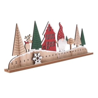 Kalendarz adwentowy drewniany skrzat dla dzieci ozdoba