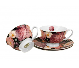 Komplet sześć filiżanek do herbaty royal spring roses black