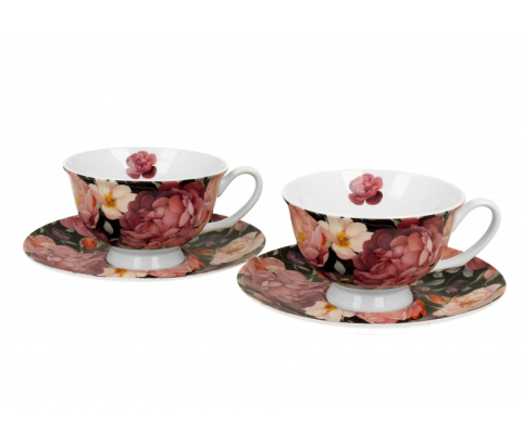 Komplet sześć filiżanek do herbaty royal spring roses black