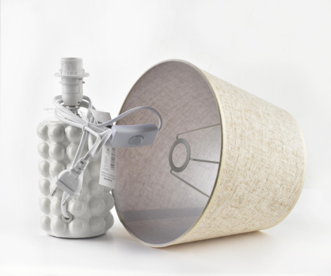 Lampa stołowa nocna biała beż Leti Bubble do sypialni biura