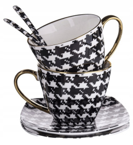 Zestaw 2 filiżanki w pudełku Queen Isabell łyżeczki pepitka