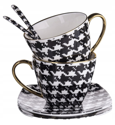 Zestaw 2 filiżanki w pudełku Queen Isabell łyżeczki pepitka