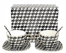 Zestaw 2 filiżanki w pudełku Queen Isabell łyżeczki pepitka