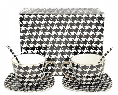 Zestaw 2 filiżanki w pudełku Queen Isabell łyżeczki pepitka