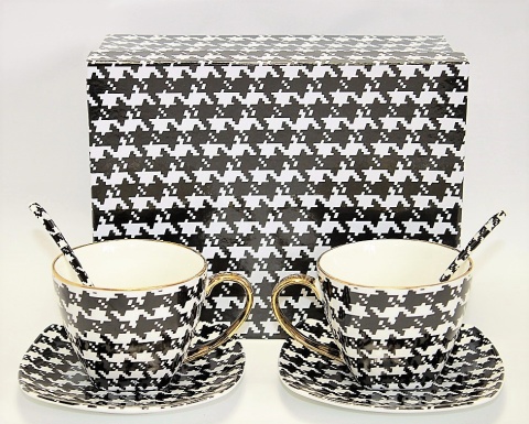 Zestaw 2 filiżanki w pudełku Queen Isabell łyżeczki pepitka