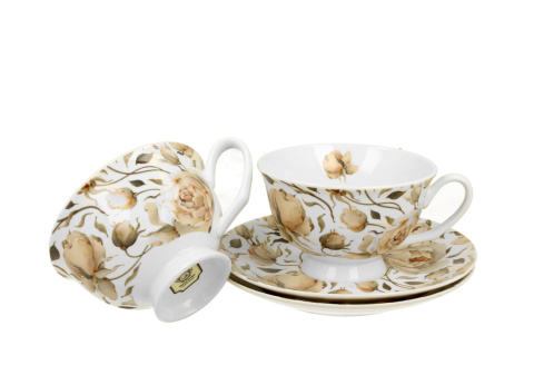 Zestaw sześć filiżanek na prezent royal english roses white