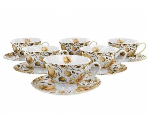 Zestaw sześć filiżanek na prezent royal english roses white