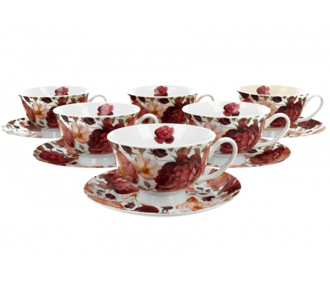 Komplet 6 filiżanek na urodziny royal spring roses white
