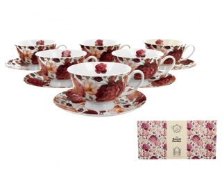 Komplet 6 filiżanek na urodziny royal spring roses white