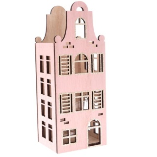 Różowy świecznik drewniany lampa domek na świeczkę urodziny