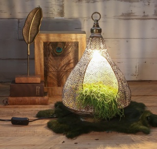 Czarna lampa ażurowa lampka do salonu biura maroco boho