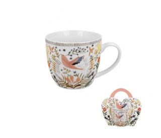 Kubek do herbaty kawy na urodziny sanin w koszyczku kwiaty