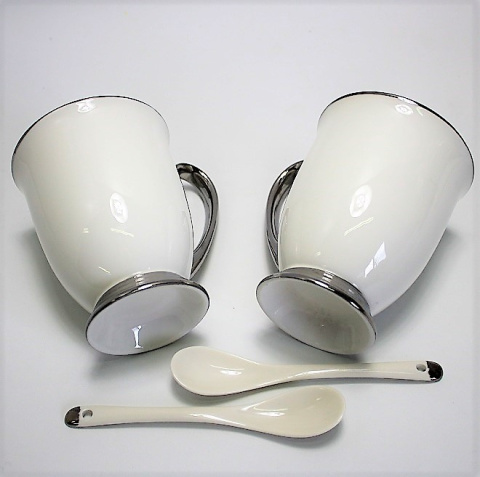 Zestaw 2 kubki porcelanowe na prezent Queen Isabell silver