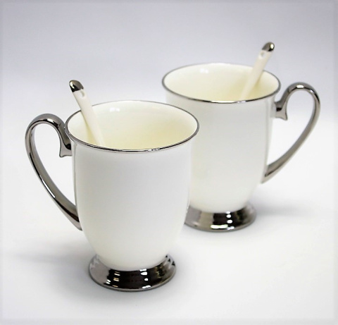 Zestaw 2 kubki porcelanowe na prezent Queen Isabell silver