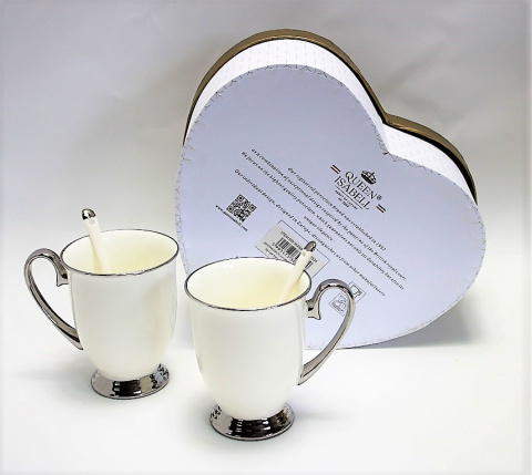 Zestaw 2 kubki porcelanowe na prezent Queen Isabell silver