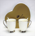 Zestaw 2 kubki porcelanowe na prezent Queen Isabell silver