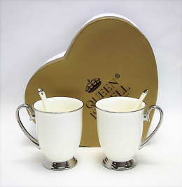 Zestaw 2 kubki porcelanowe na prezent Queen Isabell silver