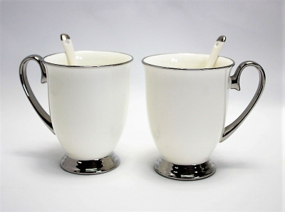 Zestaw 2 kubki porcelanowe na prezent Queen Isabell silver