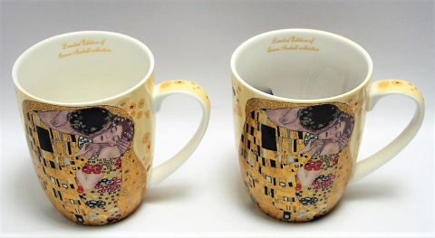Komplet dwa kubki porcelanowe Klimt Pocałunek na urodziny