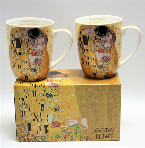 Komplet dwa kubki porcelanowe Klimt Pocałunek na urodziny