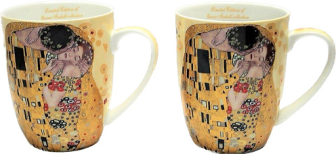 Komplet dwa kubki porcelanowe Klimt Pocałunek na urodziny