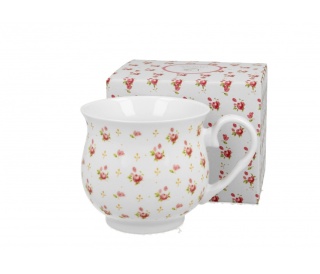 Kubek baryłka do herbaty retro Eleni róźyczki na urodziny