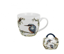 Kubek do herbaty kawy malowany zimorodek w obwolucie ptak