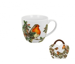 Kubek do herbaty kawy na prezent Rudziki ptak w obwolucie