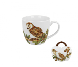 Kubek do herbaty na urodziny Sowy ptak w koszyczku sówka