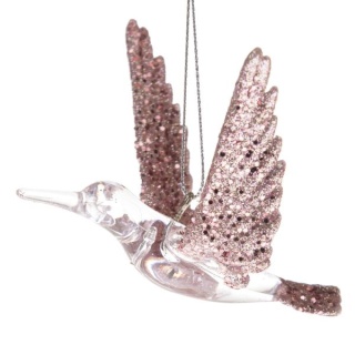 Różowa zawieszka na choinkę bombka ptak ozdoba na święta