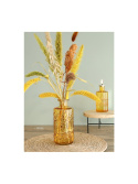 Szklana butelka żółta wazon ozdoba świecznik 21 cm na kwiaty