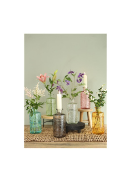 Szklana butelka szara wazon ozdoba świecznik 21 cm na kwiaty