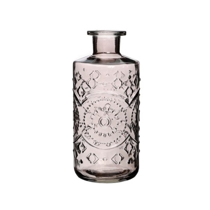 Szklana butelka szara wazon ozdoba świecznik 21 cm na kwiaty