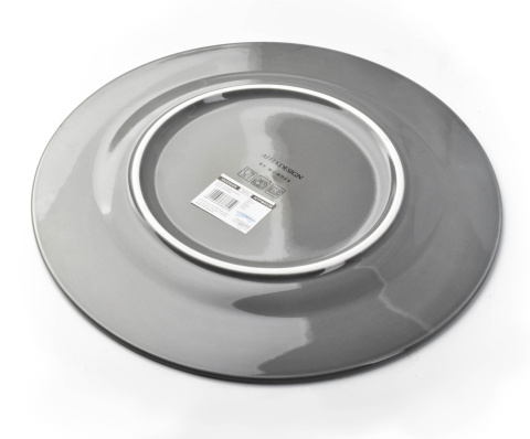 Talerz deserowy z tłoczeniem z porcelany szary hudson