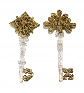 Komplet dwóch zawieszek na choinkę bombka złoty klucz święta