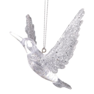 Srebrna zawieszka na choinkę bombka ptak ozdoba na święta