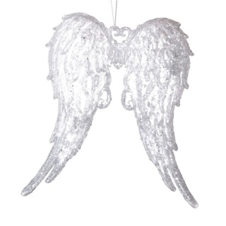 Biała zawieszka na choinkę bombka skrzydła anielskie święta