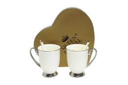 Zestaw 2 kubki porcelanowe na prezent Queen Isabell silver