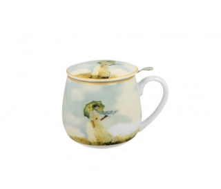 Zestaw kubek baryłka sitko Monet Woman with Parasol prezent