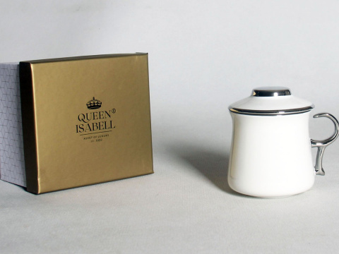 Komplet kubek zaparzacz filtr do ziół silver Queen Isabell