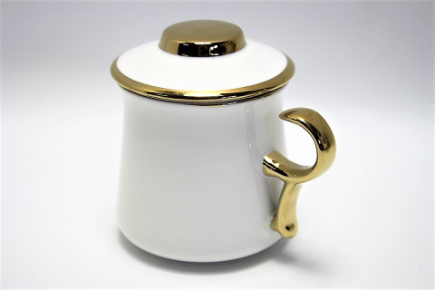 Zestaw kubek zaparzacz sitko do herbaty gold Queen Isabell