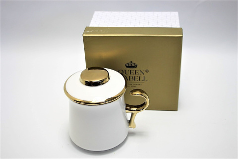 Zestaw kubek zaparzacz sitko do herbaty gold Queen Isabell