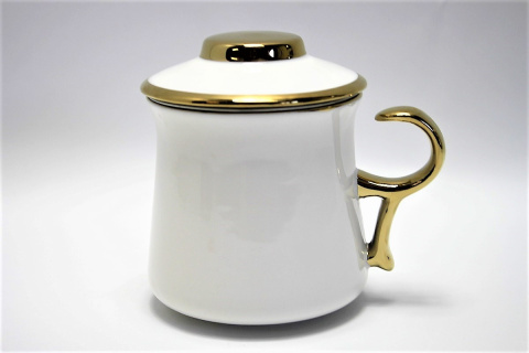 Zestaw kubek zaparzacz sitko do herbaty gold Queen Isabell