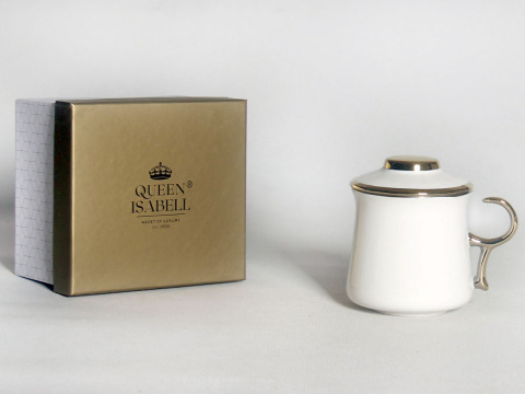 Zestaw kubek zaparzacz sitko do herbaty gold Queen Isabell