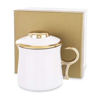 Zestaw kubek zaparzacz sitko do herbaty gold Queen Isabell