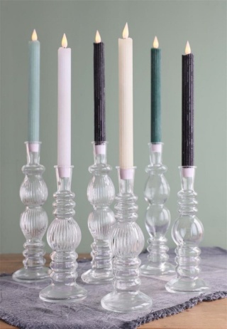 Komplet 2 białe świece ledowe woskowane ołówkowe na baterie