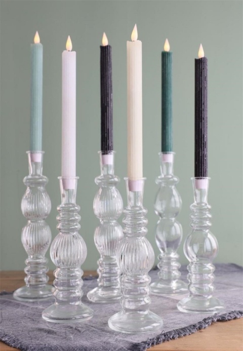 Komplet 2 białe świece ledowe woskowane ołówkowe na baterie