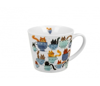 Duży kubek prosty koci świat na prezent koty w filiżankach