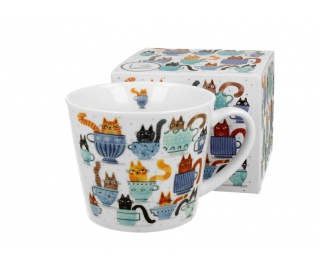 Duży kubek prosty koci świat na prezent koty w filiżankach